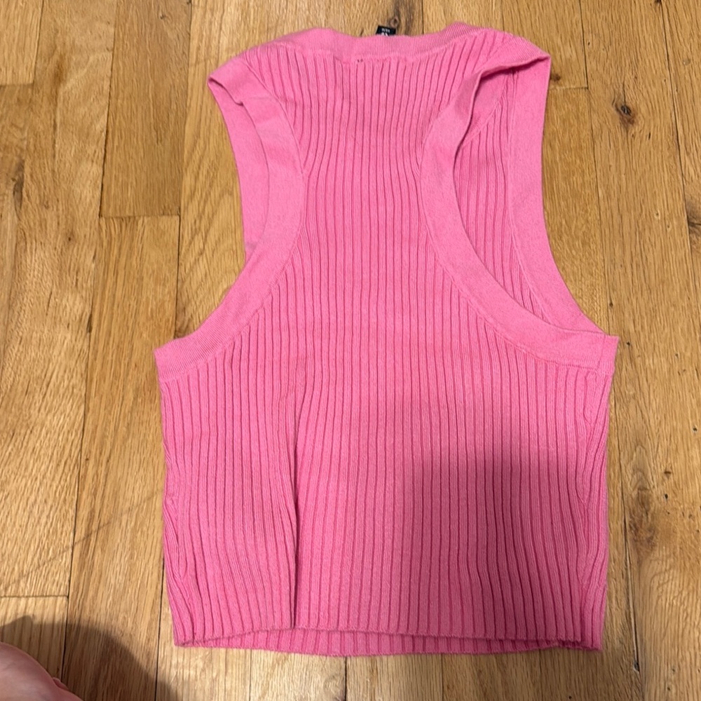 Pink Sleeveless Ribbed Top - Picture 3 of 3